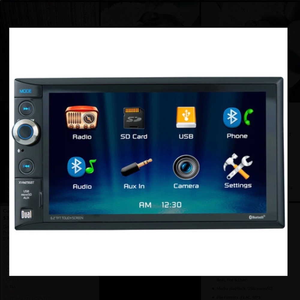 Double Din Car Stereo: 6.2" Touchscreen, Digital Media Player, Bluetooth